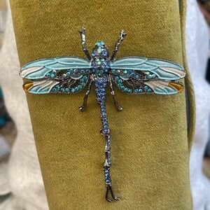Blue and Silver Dragonfly Brooch
